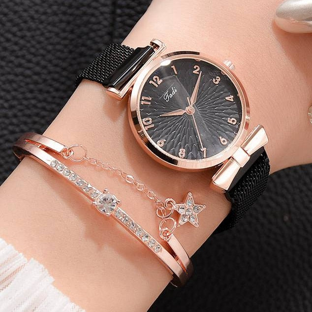 Luxury Women Bracelet Quartz Watches For Women Magnetic Watch Ladies Sports Dress Pink Dial Wrist Watch Clock Relogio Feminino