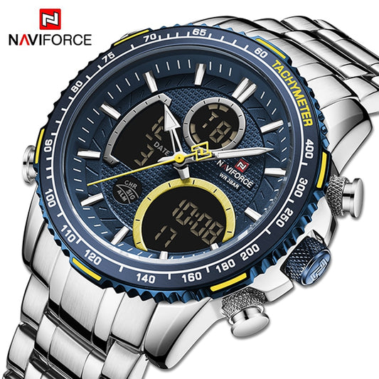 NAVIFORCE Fashion Men Watch Luxury Brand Sport Watch For Men Chronograph Quartz Wristwatch Military Waterproof Steel Band Clock